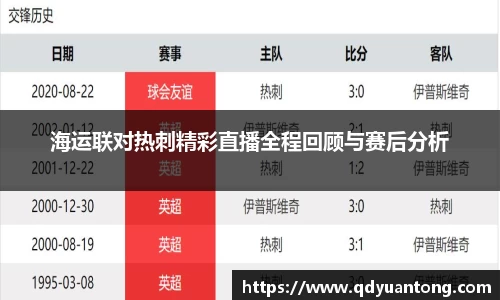 海运联对热刺精彩直播全程回顾与赛后分析